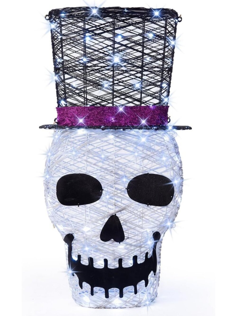 36” Lighted Skull Halloween Decor - 100 LED Pre-Lit Outdoor Decoration